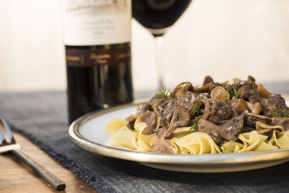 Kunde Recipe - Red Wine Infused Beef Stroganoff with Mushrooms